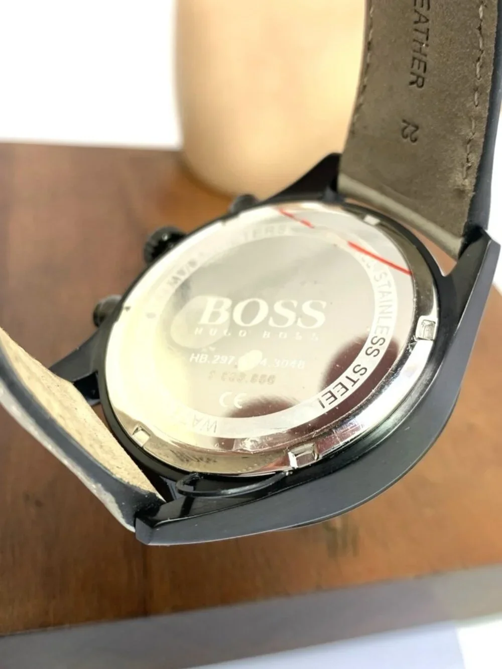 Hugo Boss Men's Watch 1513562 Quartz Chronograph Black Dial Leather Band 44mm